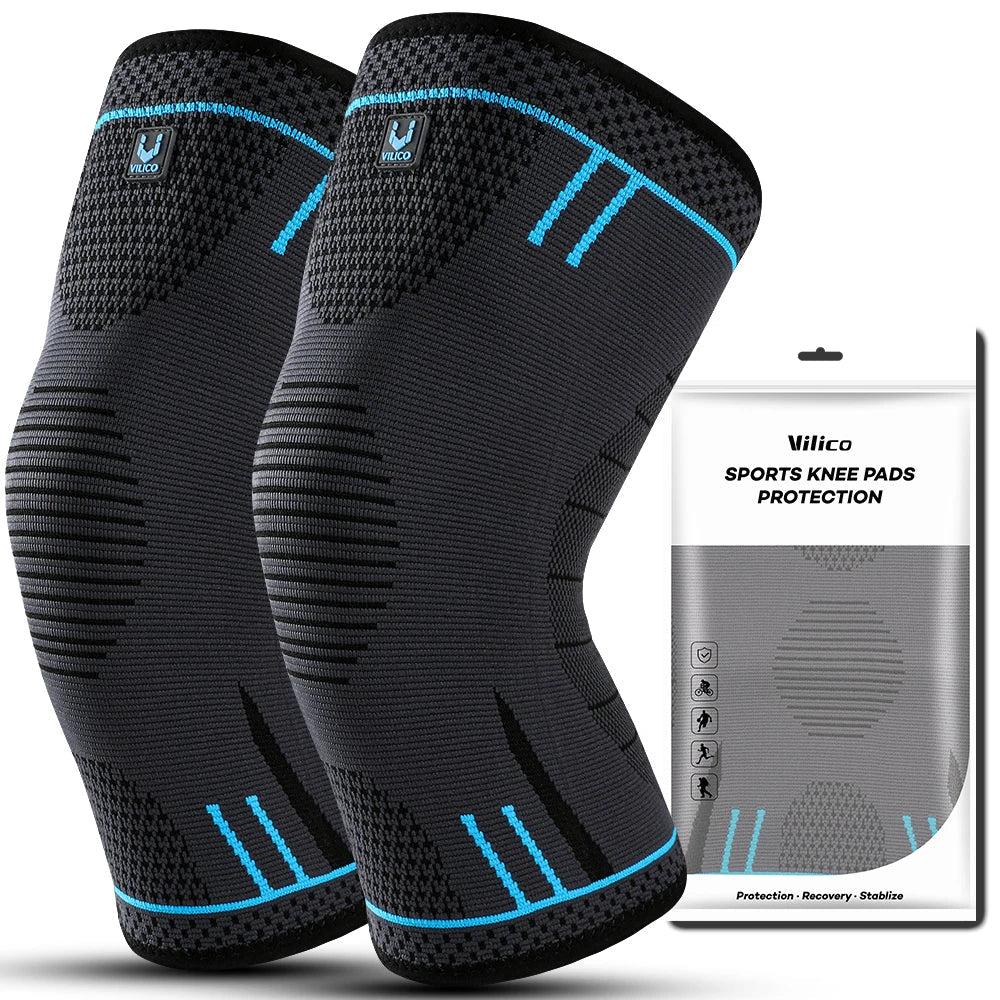 2Pcs Compression Knee Support Sleeve Elastic & Breathable Knee Brace Xl