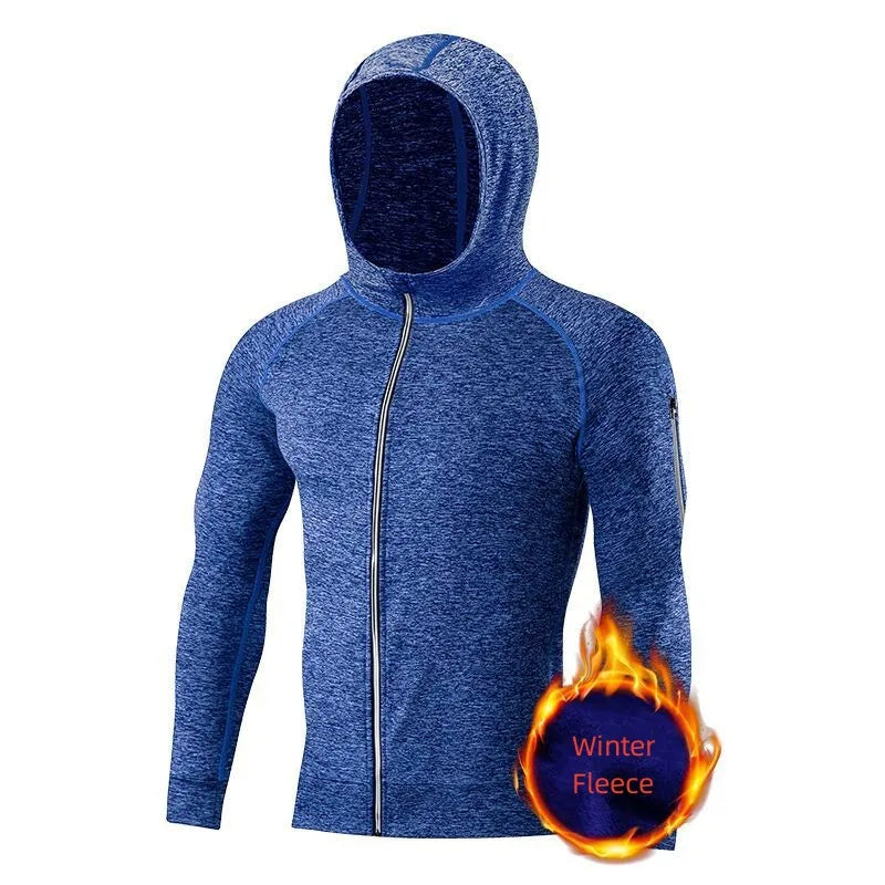 Men Fleece Lined Compression Shirt Long Sleeve Thermal Running Gym Fitness Breathable Sports Top