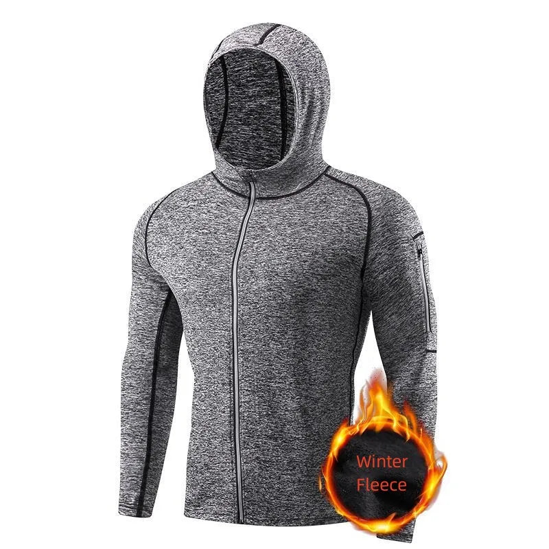 Men Fleece Lined Compression Shirt Long Sleeve Thermal Running Gym Fitness Breathable Sports Top