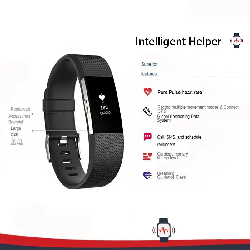 Smart Fitness Wristband Heart Rate Black