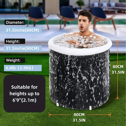 1Pc Freestanding Ice Bath Tub For Fitness Recovery(Black)